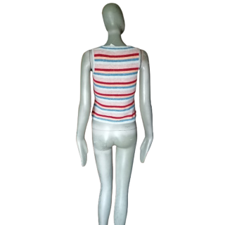 Balajo Y2K Made in Italy Striped Scratched Mesh Tank Top