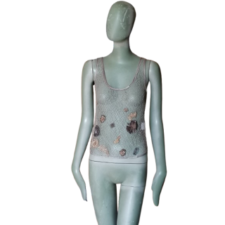 Jiwon Park Archivo Bordado Bordado Tank Top Y2K 2001-2002