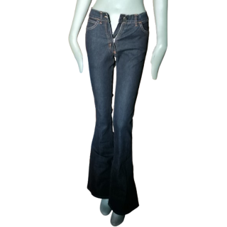 Jean flare y2k oppio feito na Itália Dark Indigo Denim