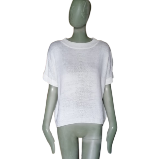Mosquitos de suéter vintage Malla de manga corta blanca blanca