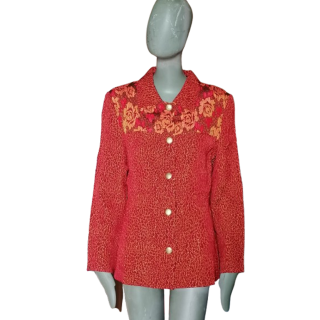 Chaqueta Anna Kaszer París rojo con yugo floral