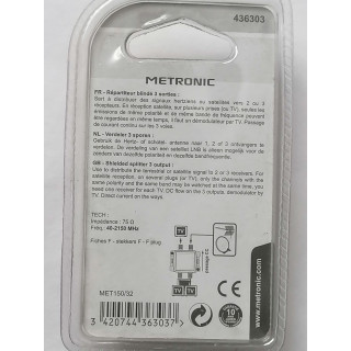 TV / SAT Divisor 3 Flide Outlets F Blindado Metal Metronic 436303