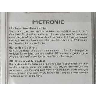 TV / SAT Divisor 3 Flide Outlets F Blindado Metal Metronic 436303