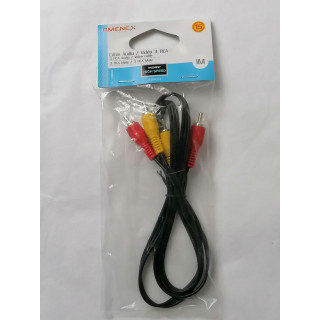 3x Cavo video composito maschio RCA - 3x RCA maschio 1,00 m nero