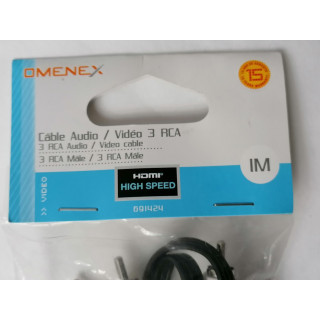 3x Cavo video composito maschio RCA - 3x RCA maschio 1,00 m nero
