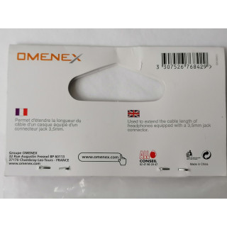 Omenex 676842 Auriculares de extensión Jack de 3,5 mm Macho / mujer