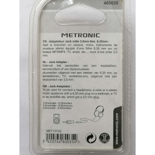 Adaptador de gato estéreo masculino de 3.5 mm / 6.35 mm FEM. Metronic 460035