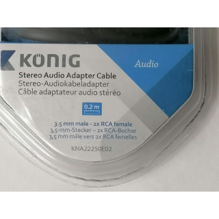 Adaptador de audio Jack 3.5mm a 2x RCA RCA - KONIG - KNA22250E02