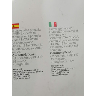 Omenex 491453 Cable VGA masculino / masculino 5 m