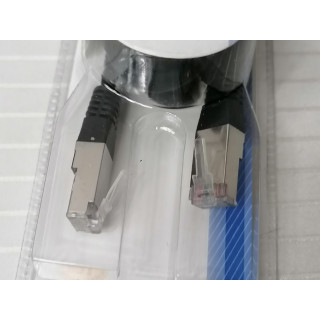 Cable RJ45 derecha / blindado 2m negro Omenex 491240