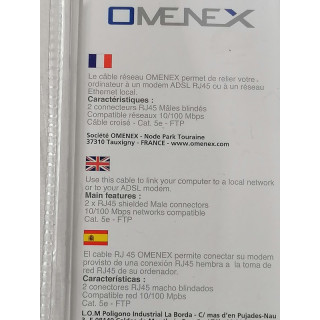Cable RJ45 derecha / blindado 2m negro Omenex 491240