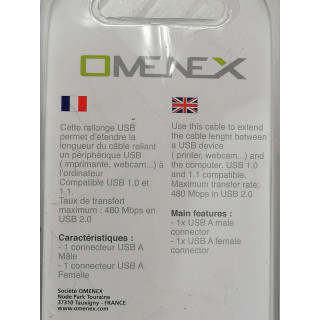 Omenex 491315 USB 2.0 AA M / F 5 m Estensione nera